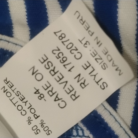 Florence Wiseman Blue White Striped Flowers NWT Sz 3T - Picture 3 of 4